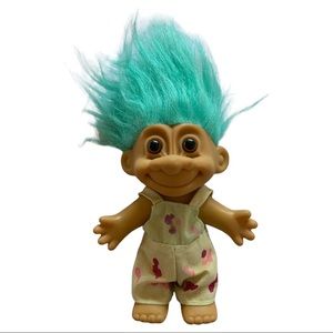 Vintage Trolls Doll Russ 80s 90s Easter Egg Painter Mint Green Hair 4.5”